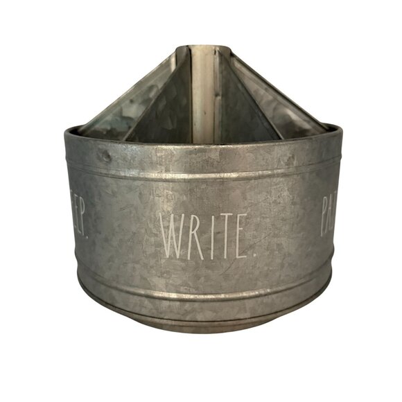 Rae Dunn Galvanized Desktop Organizer Rotating Spinner for Pens Brushes Pencils - Picture 4 of 12